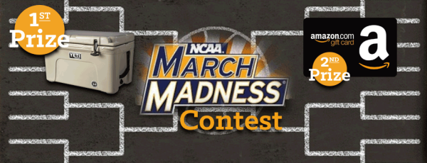 NCAA March Madness Contest First Prize Yeti Cooler Second Prize Amazon Gift Card